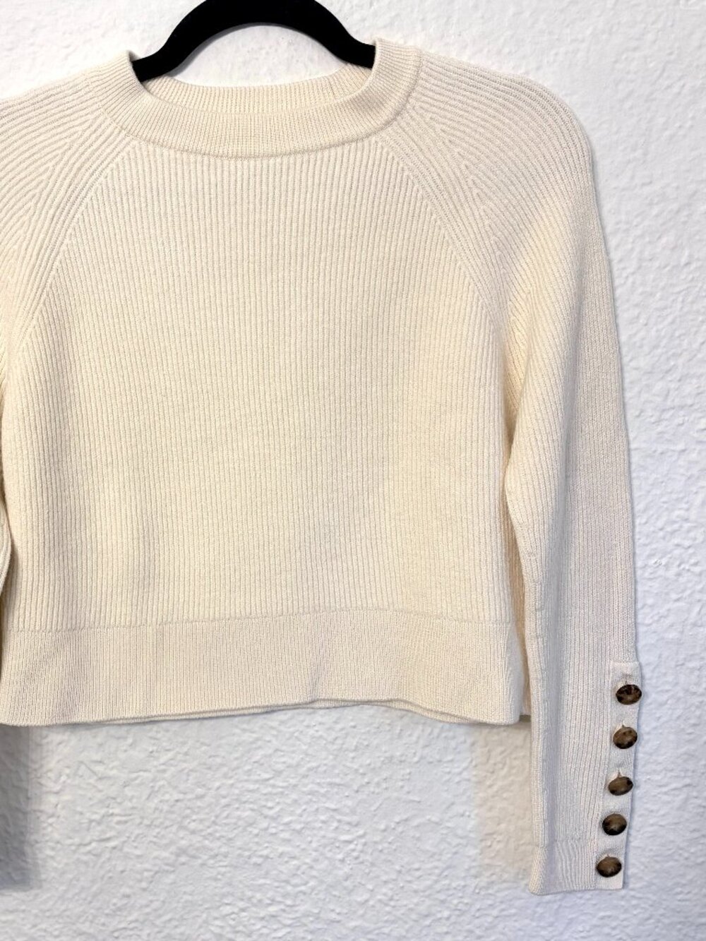 Sezane Wool Cotton Button Sleeve Sweater Sami Med Quiet Luxury French ASO Kate